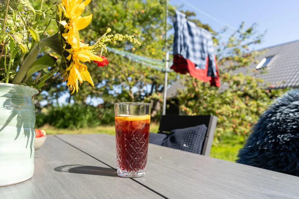 Terrasse og vild haveområde ved ferielejlighed Anneks i Slettestrand | Foto: Kristian Skjødt