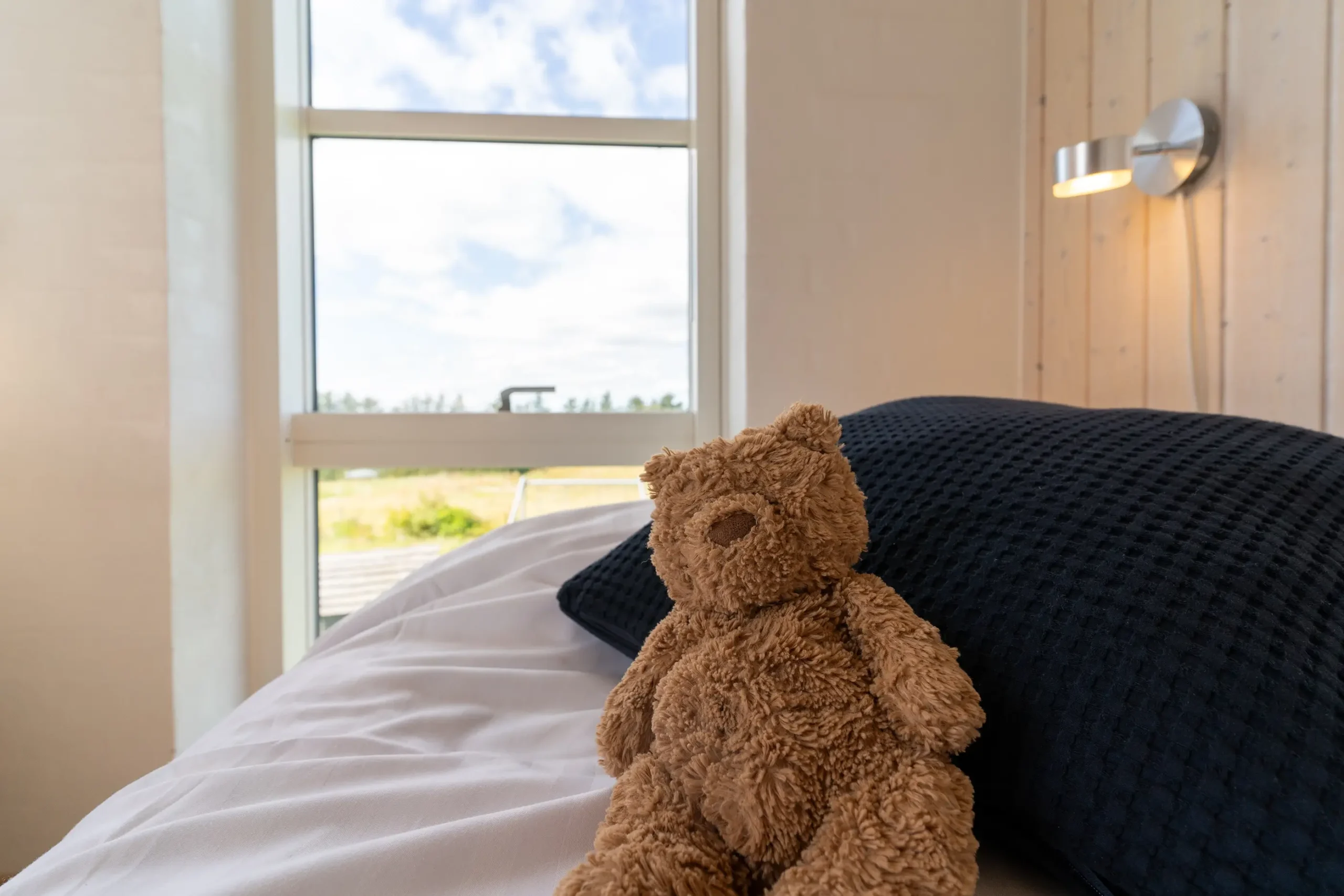 Bamse på en seng i Smedjehuset i Slettestrand | Foto: Kristian Skjødt