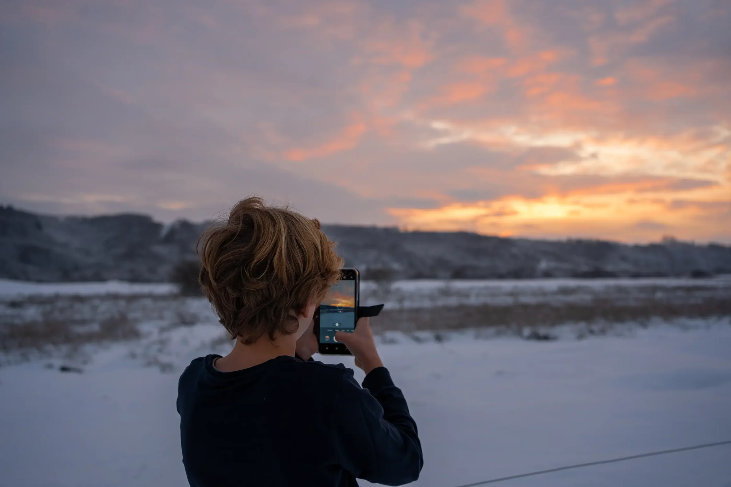 Sne og solnedgang i Slettestrand | Foto: Kristian Skjødt